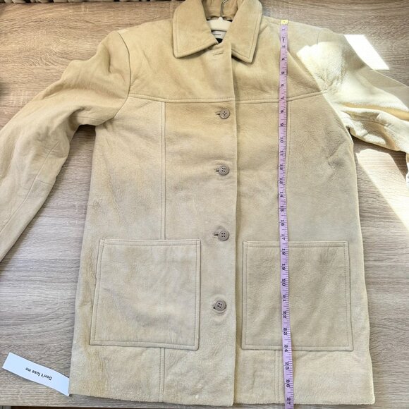 NWT Reformation Veda Lincoln Suede Shirt Jacket Oat Distressed Tan XXS - Picture 12 of 17